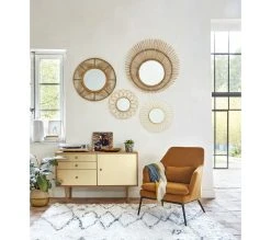 Offres 👏 TIME Miroir ø 48 cm SOL Noir / Naturel / Doré 🎉