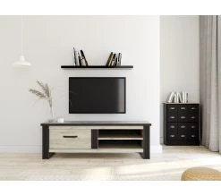 Offres ⭐ TIME Meuble TV 1 tiroir L.169 BAXTER imitation chêne 🥰