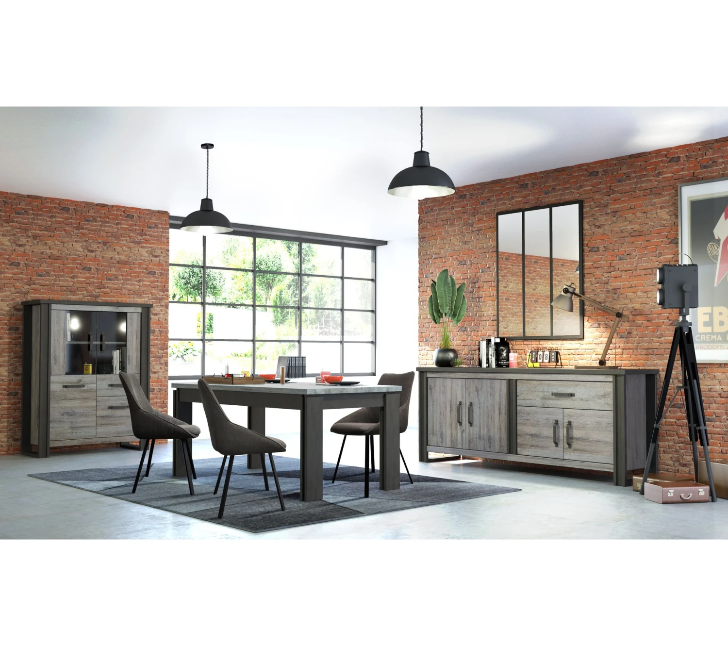 Le moins cher 🌟 TIME Table L.180 + allonge BAXTER imitation chêne/ gris 👏