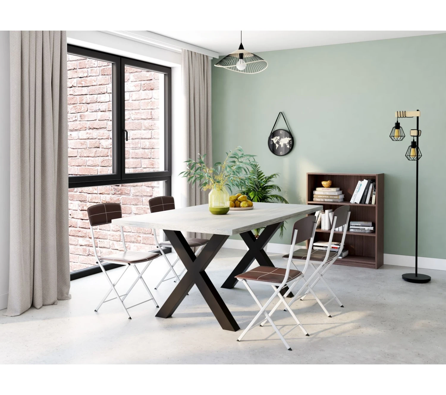 Meilleur prix 👏 TIME Table L.170 pieds en X BAXTER imitation chêne/ gris 🎁 – Image 2