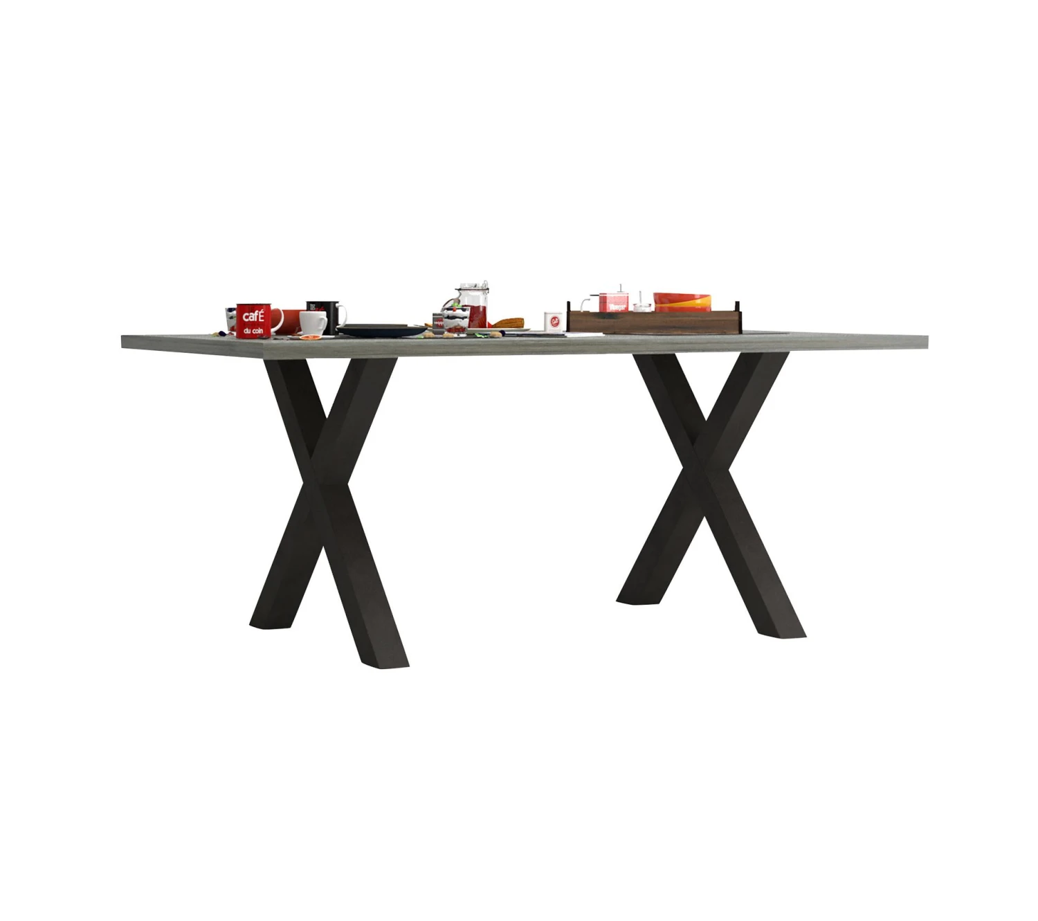 Meilleur prix 👏 TIME Table L.170 pieds en X BAXTER imitation chêne/ gris 🎁 – Image 5