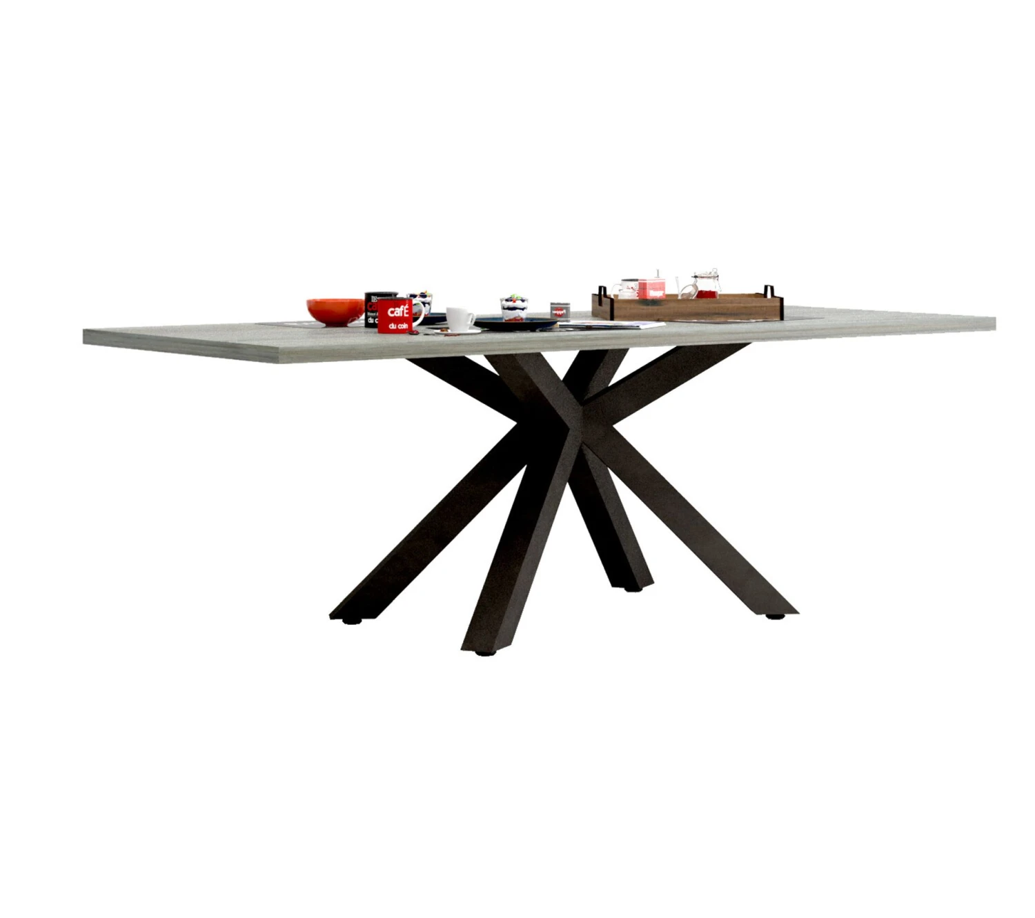 Grosses soldes 🤩 TIME Table L.220 pied central BAXTER imitation chêne gris ⌛ – Image 4