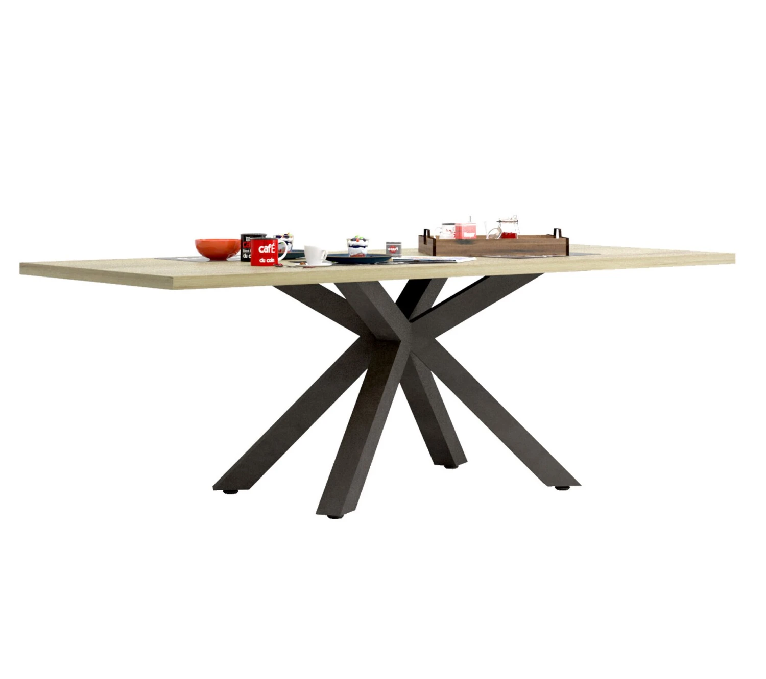 Meilleur prix 😉 TIME Table L.220 pied central BAXTER imitation chêne ✨ – Image 3