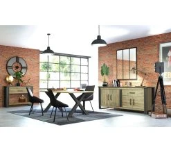 De gros 🔔 TIME Table L.200 pieds en X BAXTER imitation chêne ✔️