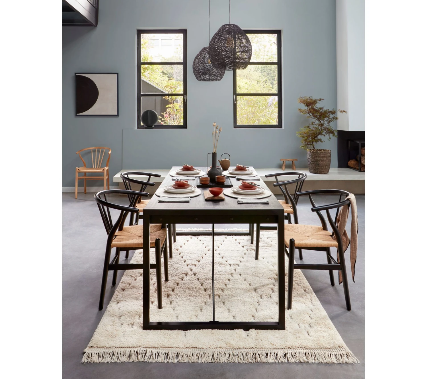 Grosses soldes 😀 TIME Table rectangulaire L.200 ZARA acacia massif et noir 🛒