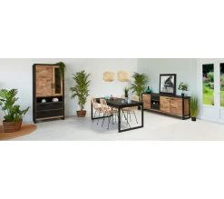 Remise 🎉 TIME Vitrine 2 portes ZARA acacia massif et noir ✔️