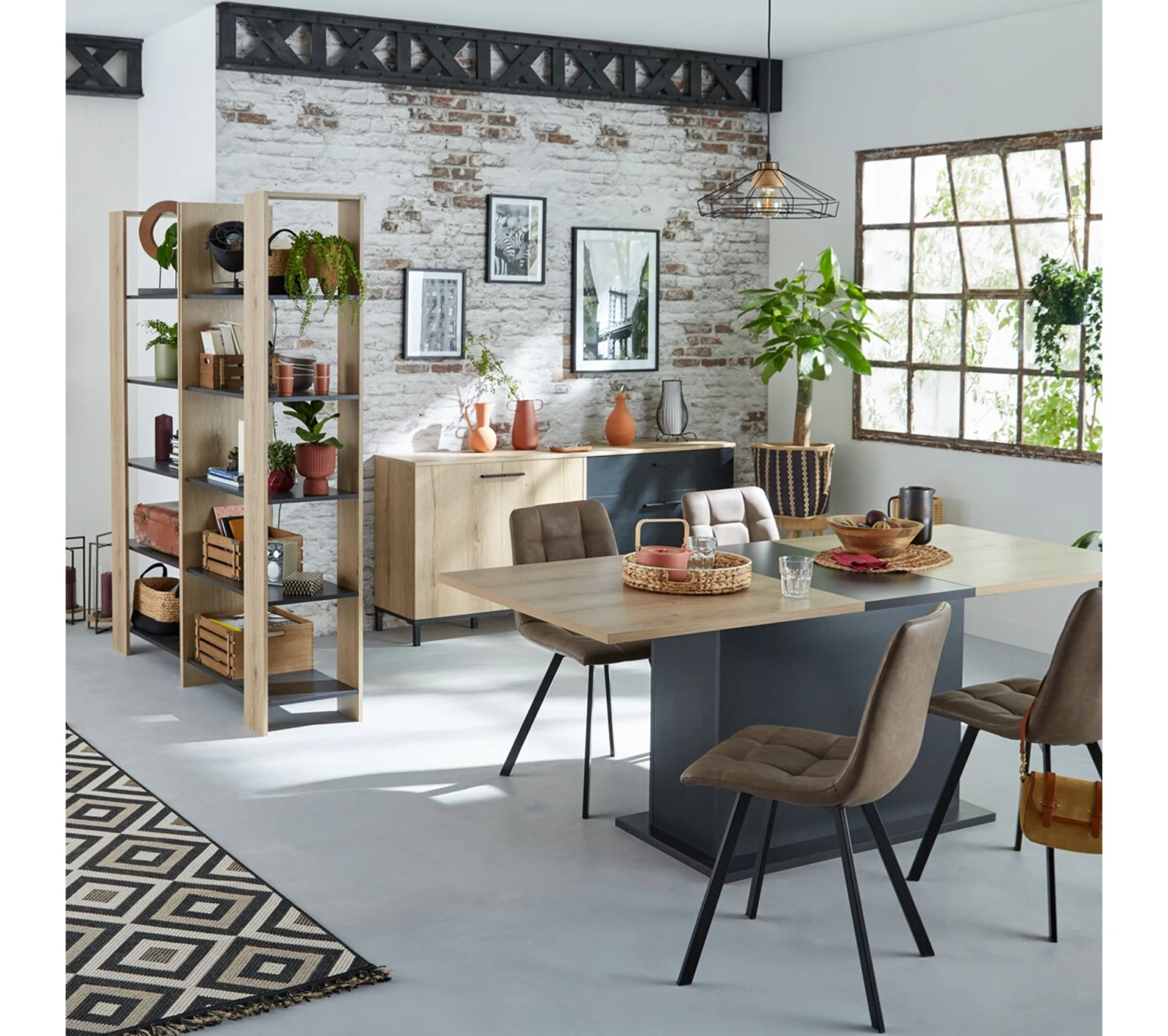 Promo 👏 TIME Buffet 4 portes/1 tiroir TRUST chêne/noir ⭐ – Image 15