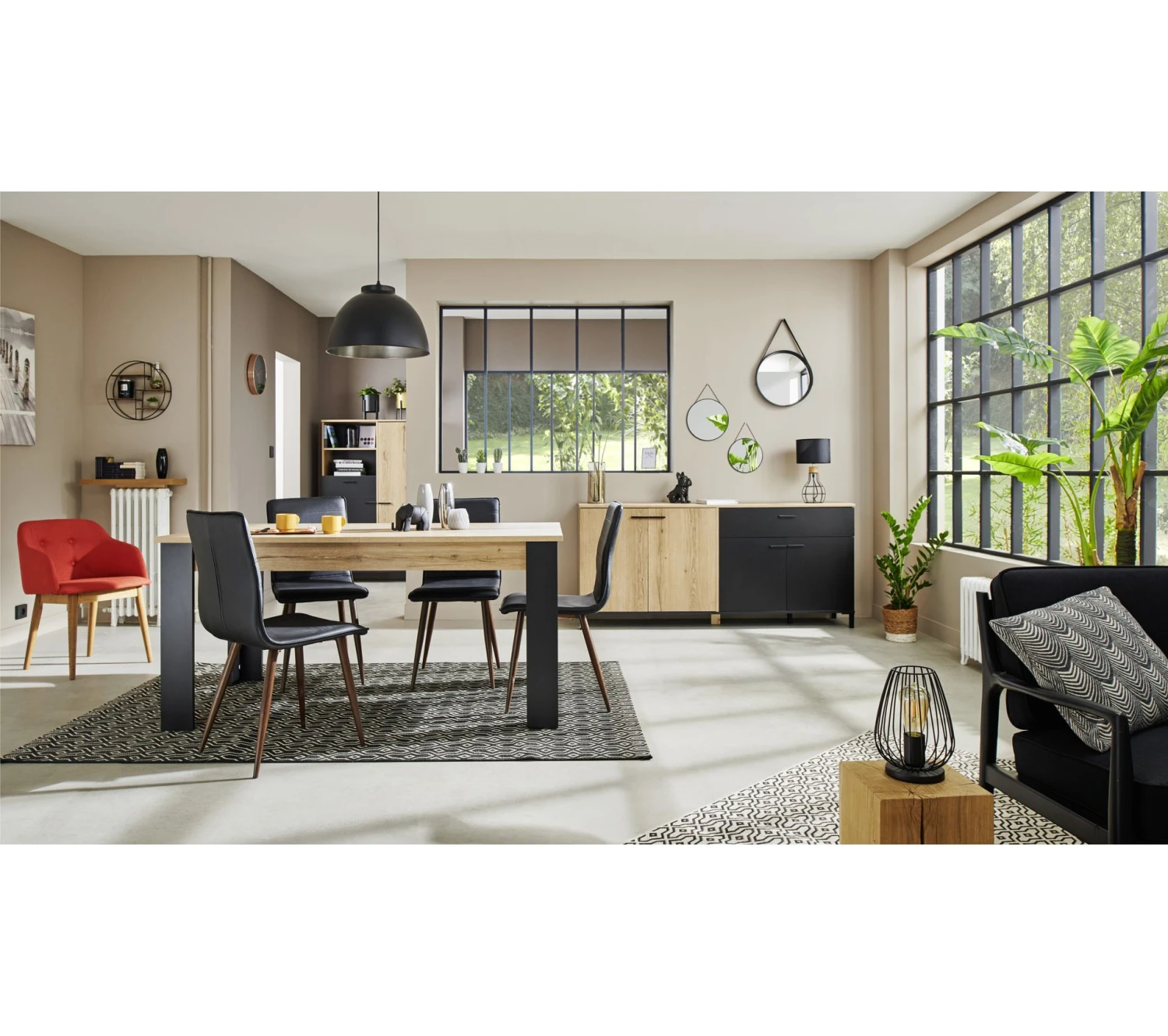 Promo 👏 TIME Buffet 4 portes/1 tiroir TRUST chêne/noir ⭐ – Image 17