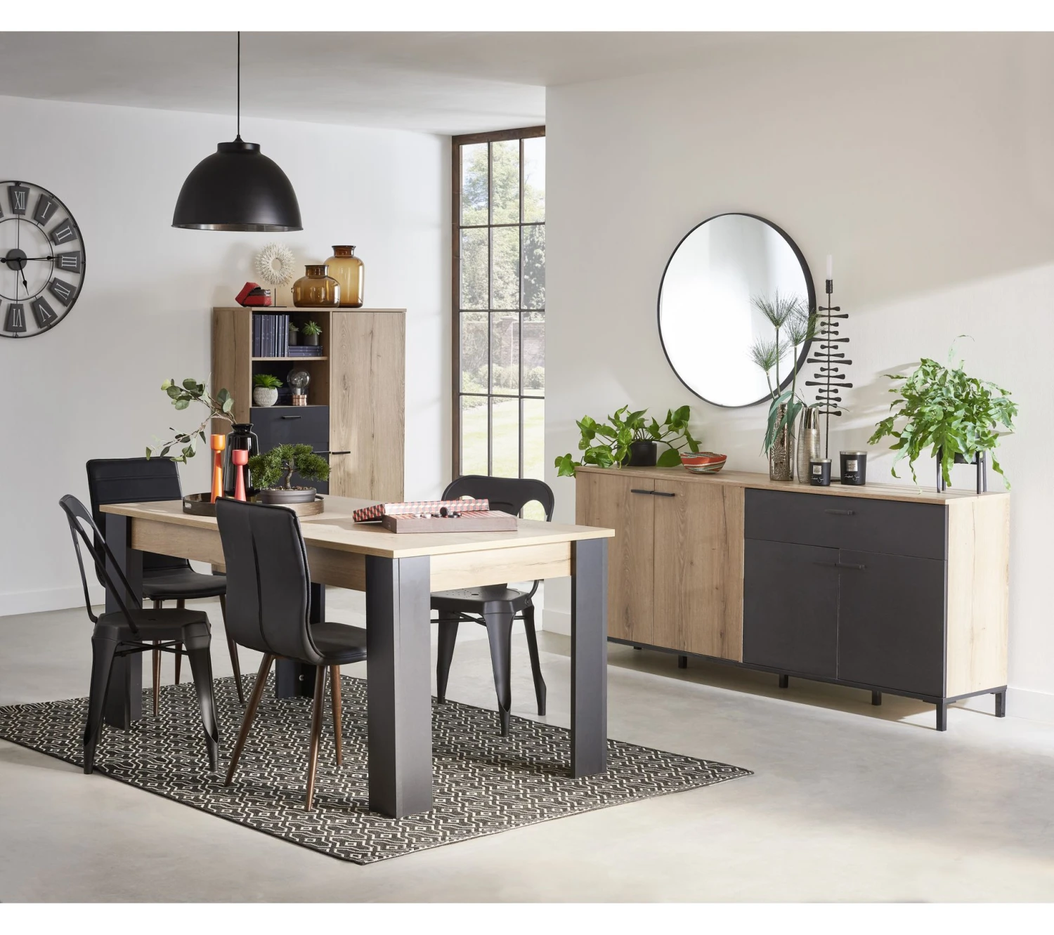 Promo 👏 TIME Buffet 4 portes/1 tiroir TRUST chêne/noir ⭐ – Image 7