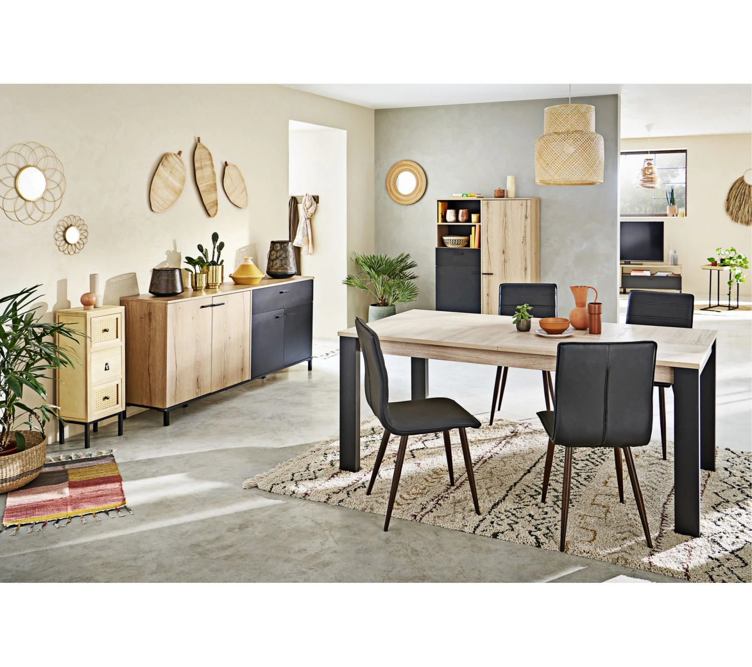 Promo 👏 TIME Buffet 4 portes/1 tiroir TRUST chêne/noir ⭐ – Image 8