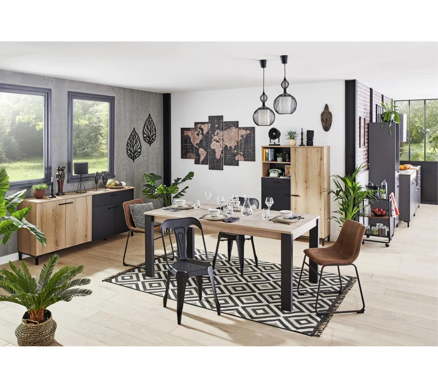 Promo 👏 TIME Buffet 4 portes/1 tiroir TRUST chêne/noir ⭐ – Image 9