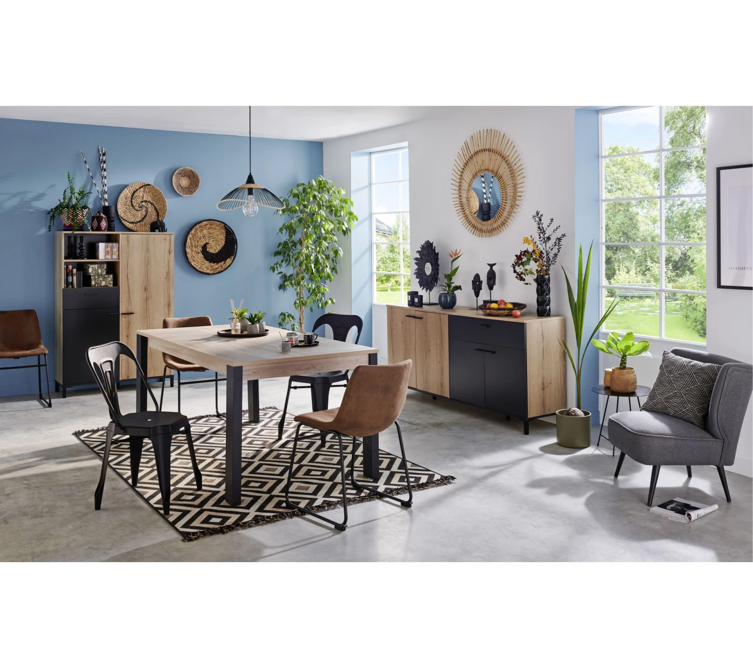 Promo 👏 TIME Buffet 4 portes/1 tiroir TRUST chêne/noir ⭐ – Image 10