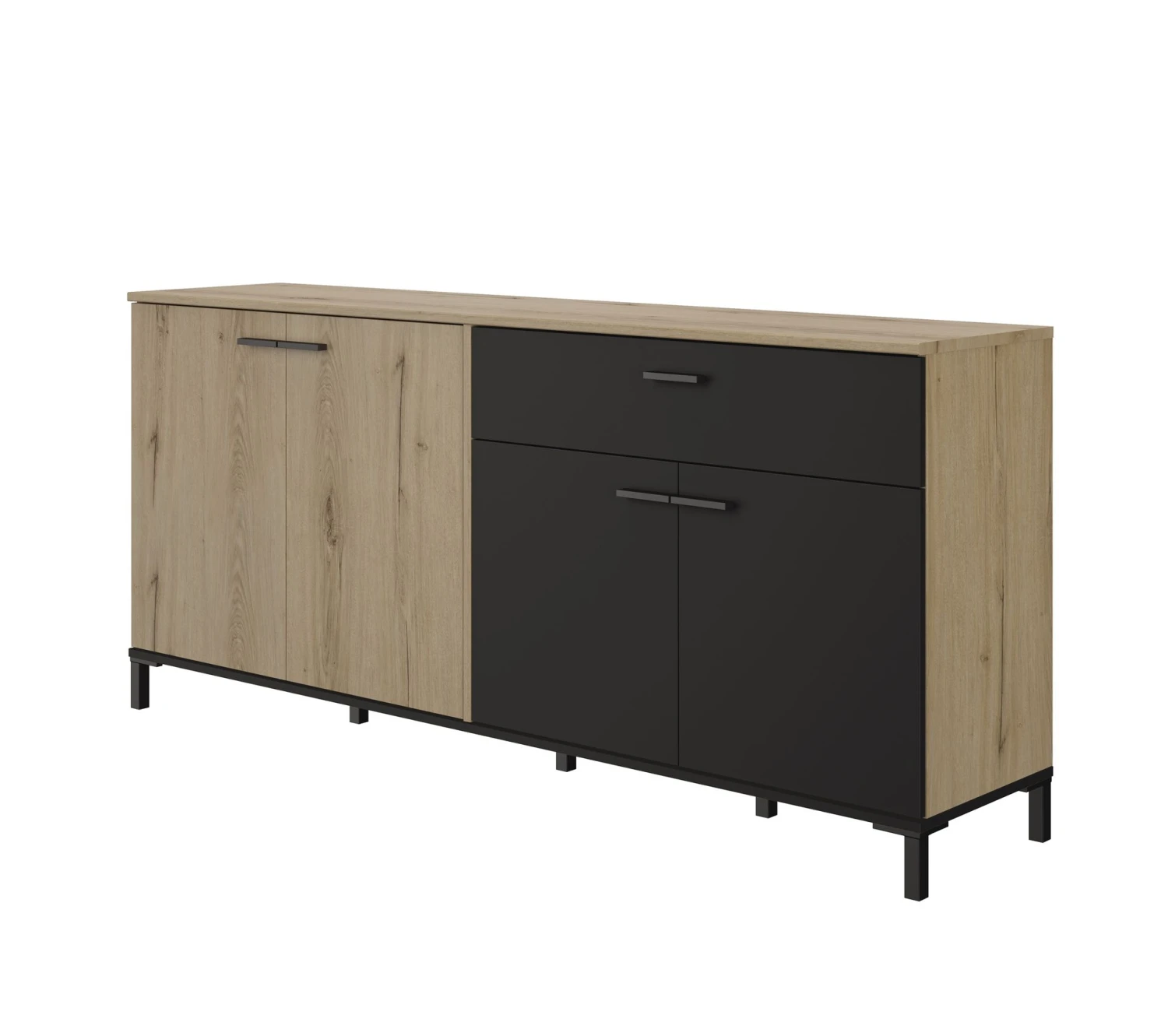 Promo 👏 TIME Buffet 4 portes/1 tiroir TRUST chêne/noir ⭐ – Image 4