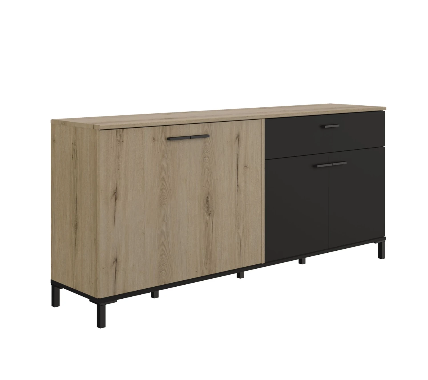 Promo 👏 TIME Buffet 4 portes/1 tiroir TRUST chêne/noir ⭐ – Image 3