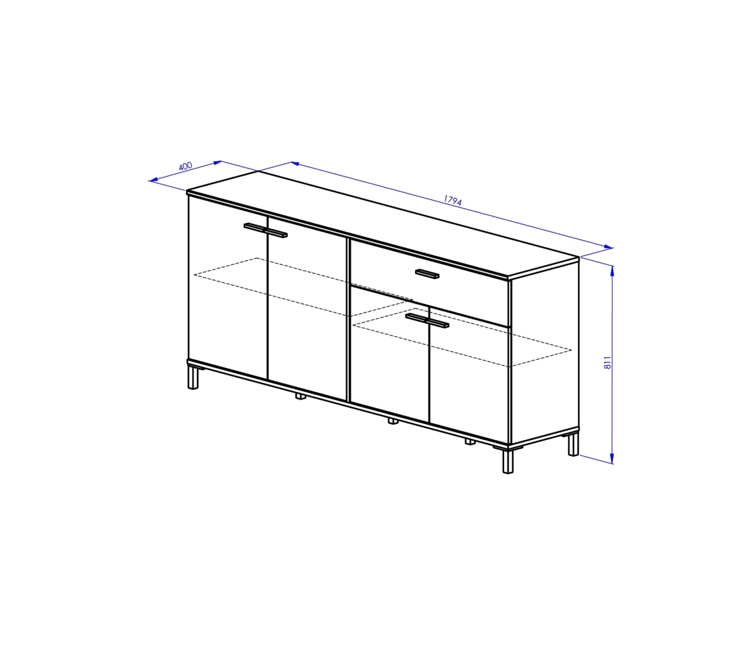Promo 👏 TIME Buffet 4 portes/1 tiroir TRUST chêne/noir ⭐ – Image 6