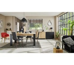 Promo 😀 TIME Table L.160/200 rectangulaire TRUST chêne/noir 😀