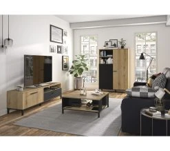 Coupon 😍 TIME Meuble TV 2 portes/1 tiroir TRUST chêne/noir 😉