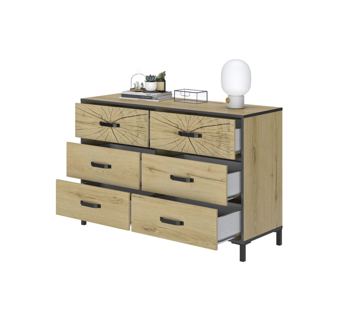 Coupon 🔔 TIME Commode 6 tiroirs ARMOR imitation chêne 💯 – Image 4