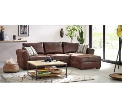 De gros 👏 TIME Canapé convertible méridienne réversible CASABLANCA tissu Gobi marron 4 🎁