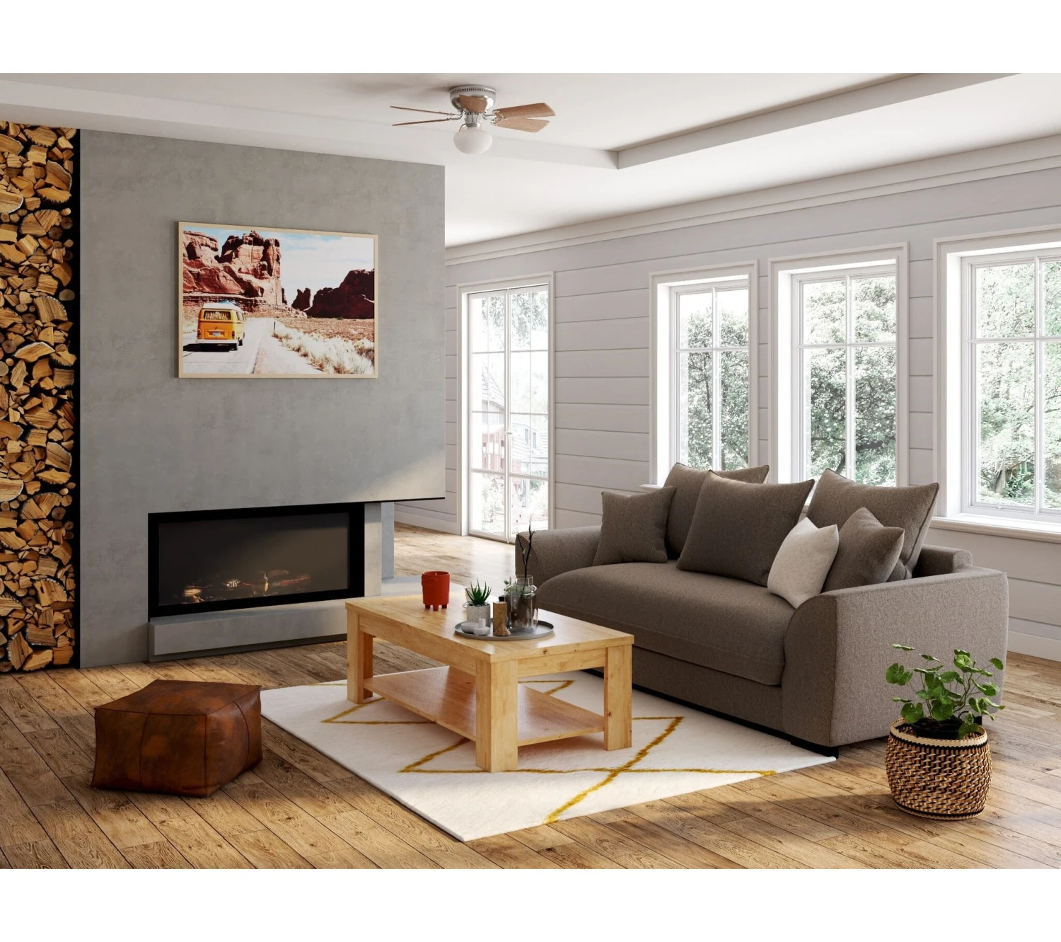 Acheter 😍 TIME Canapé 3 places convertible SAGA tissu polaris taupe 05 🎉