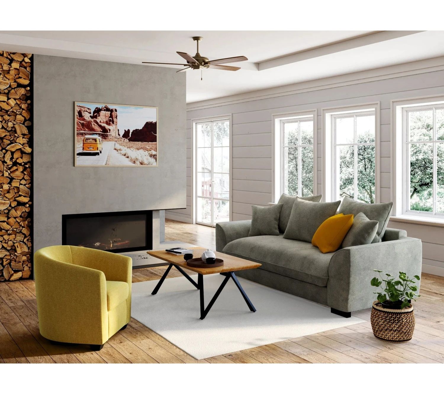 Meilleur prix ⌛ TIME Canapé 3 places convertible SAGA tissu regain zinc 167 😍