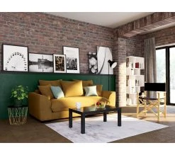 Offres ✔️ TIME Canapé 3 places convertible SAGA tissu regain ocre 23 🧨