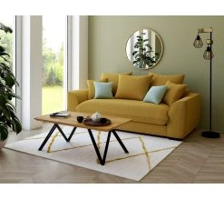 Budget 😍 TIME Canapé 3 places SAGA tissu polaris curcuma 10 ❤️