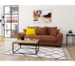 Promo 👍 TIME Canapé 3 places SAGA tissu regain terracotta 96 🎁