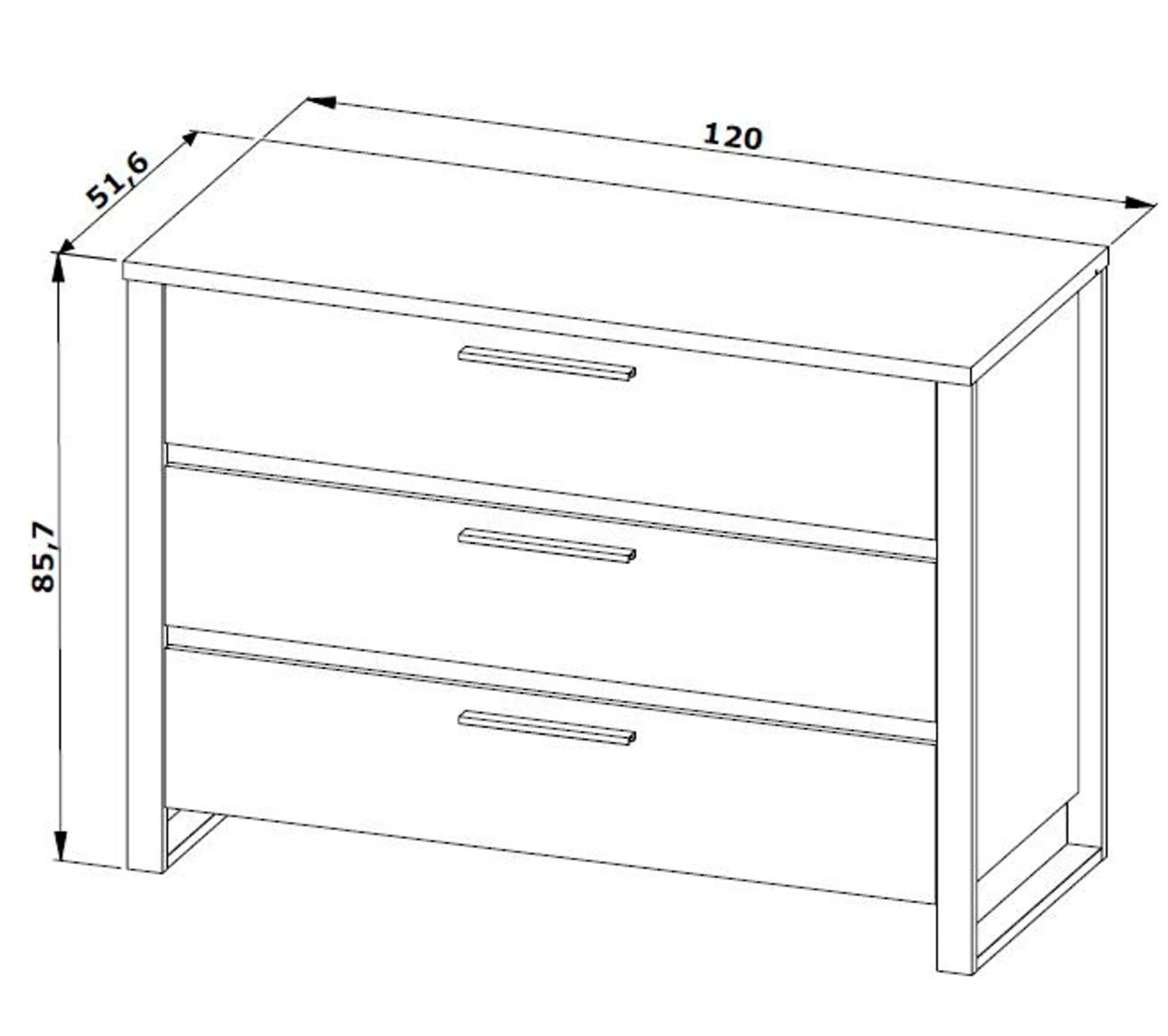 Bon marché ⭐ TIME Commode 3 tiroirs DISTRICT imitation chêne et noir 😉 – Image 6