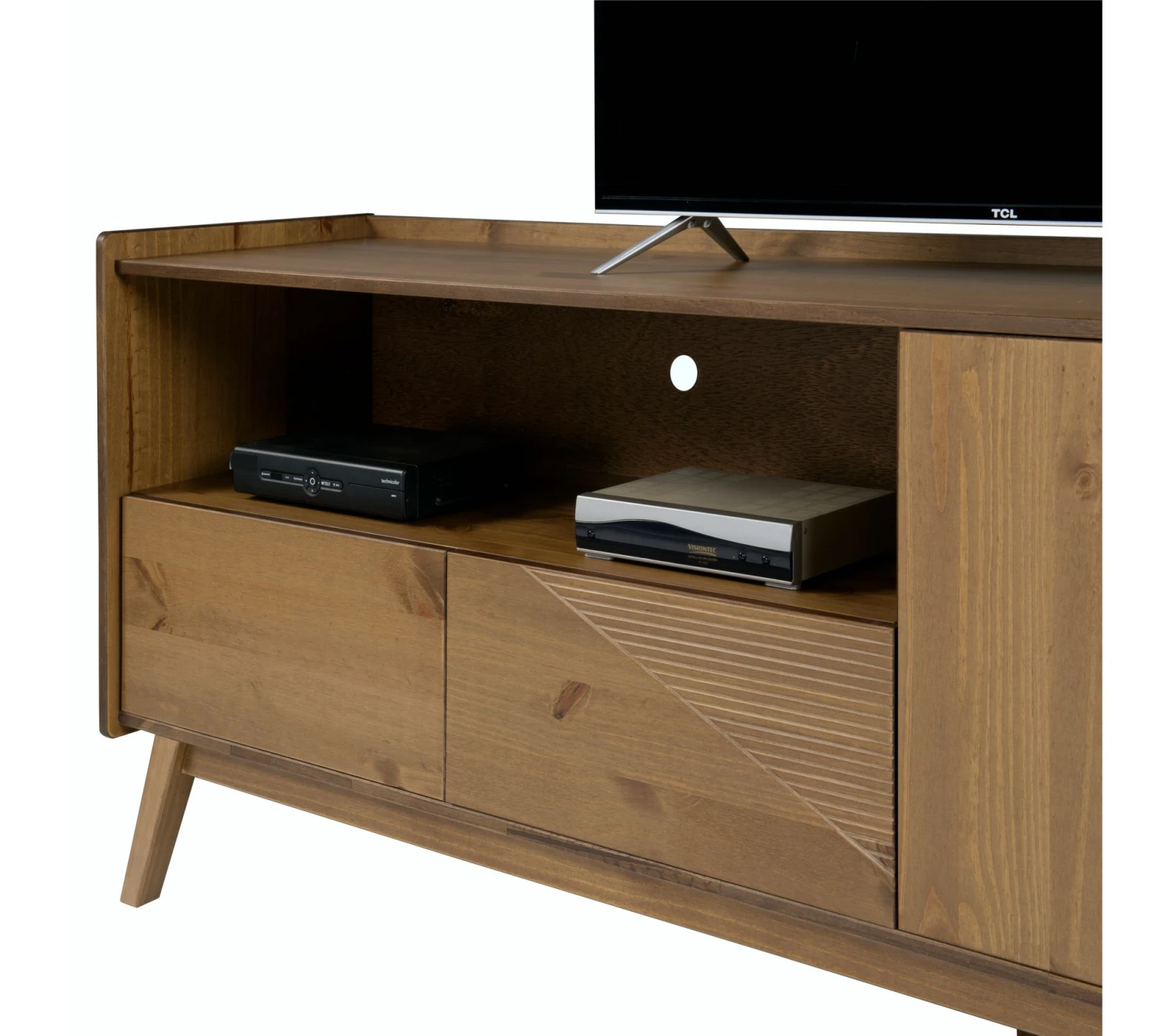 Meilleure affaire ❤️ TIME Meuble TV L.200 cm CLAUDIA pin massif foncé ⭐ – Image 6