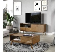 Meilleure affaire ❤️ TIME Meuble TV L.200 cm CLAUDIA pin massif foncé ⭐