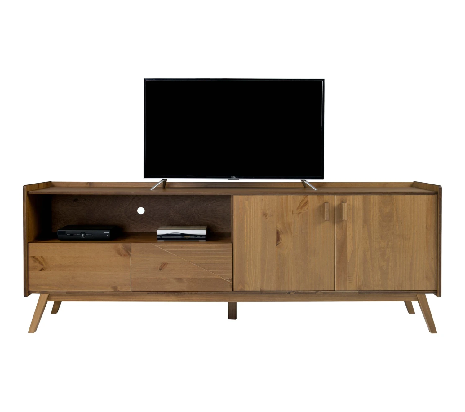 Meilleure affaire ❤️ TIME Meuble TV L.200 cm CLAUDIA pin massif foncé ⭐ – Image 2