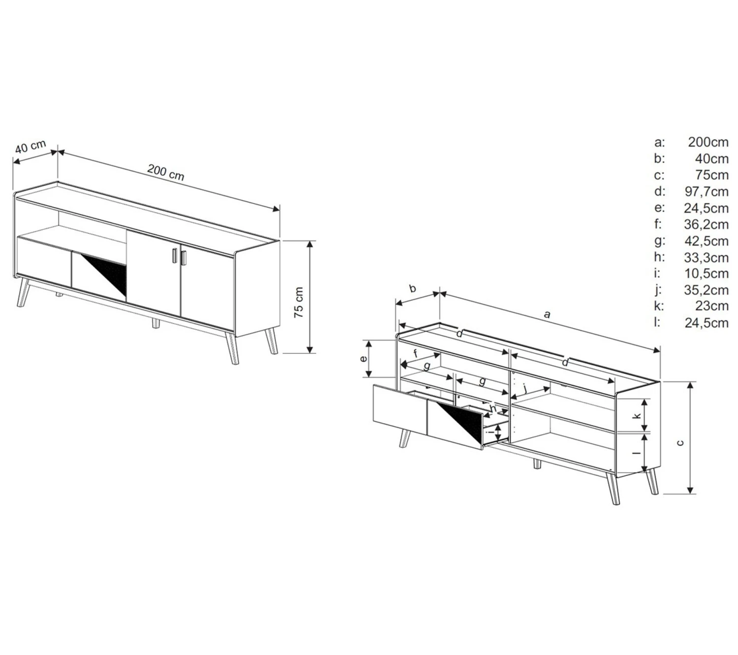 Meilleure affaire ❤️ TIME Meuble TV L.200 cm CLAUDIA pin massif foncé ⭐ – Image 9