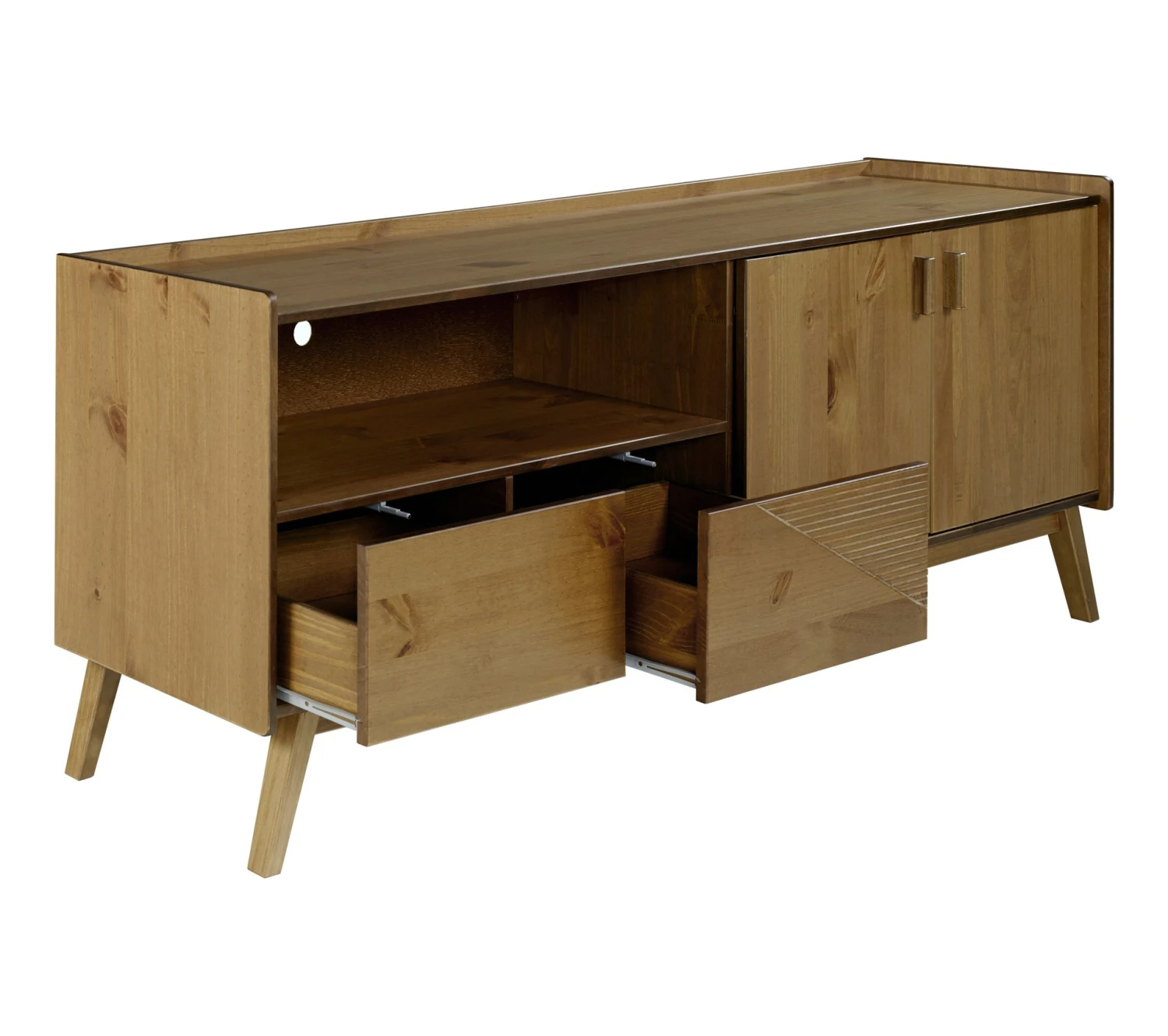 Meilleure affaire ❤️ TIME Meuble TV L.200 cm CLAUDIA pin massif foncé ⭐ – Image 8