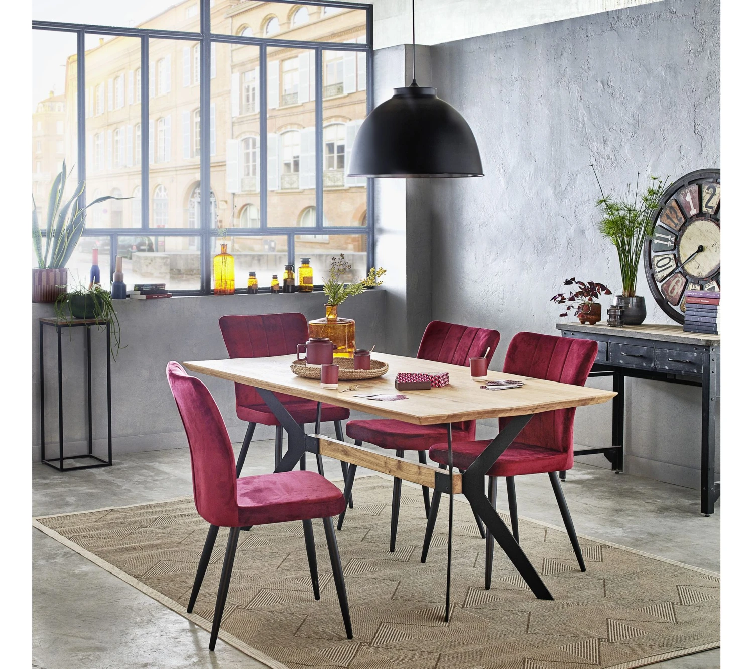 Sortie ✔️ TIME Table L.180 EMELINE chêne massif /métal noir 🛒 – Image 7