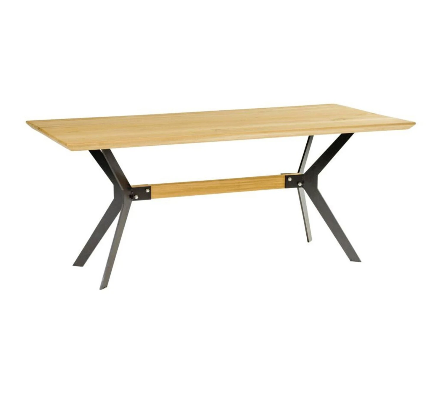 Sortie ✔️ TIME Table L.180 EMELINE chêne massif /métal noir 🛒 – Image 2