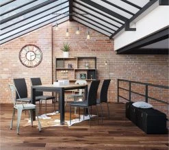 Grosses soldes 🛒 TIME Table L.120/160 + allonge CAMDEN Chêne sonoma/noir 🎉