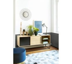 Budget 🤩 Meuble TV industriel TIME Noir/chêne VINCENTE 🌟