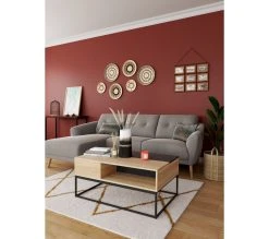 Remise 👏 Table basse rectang imitation TIME chêne sonoma/ noir VINCENTE ✨