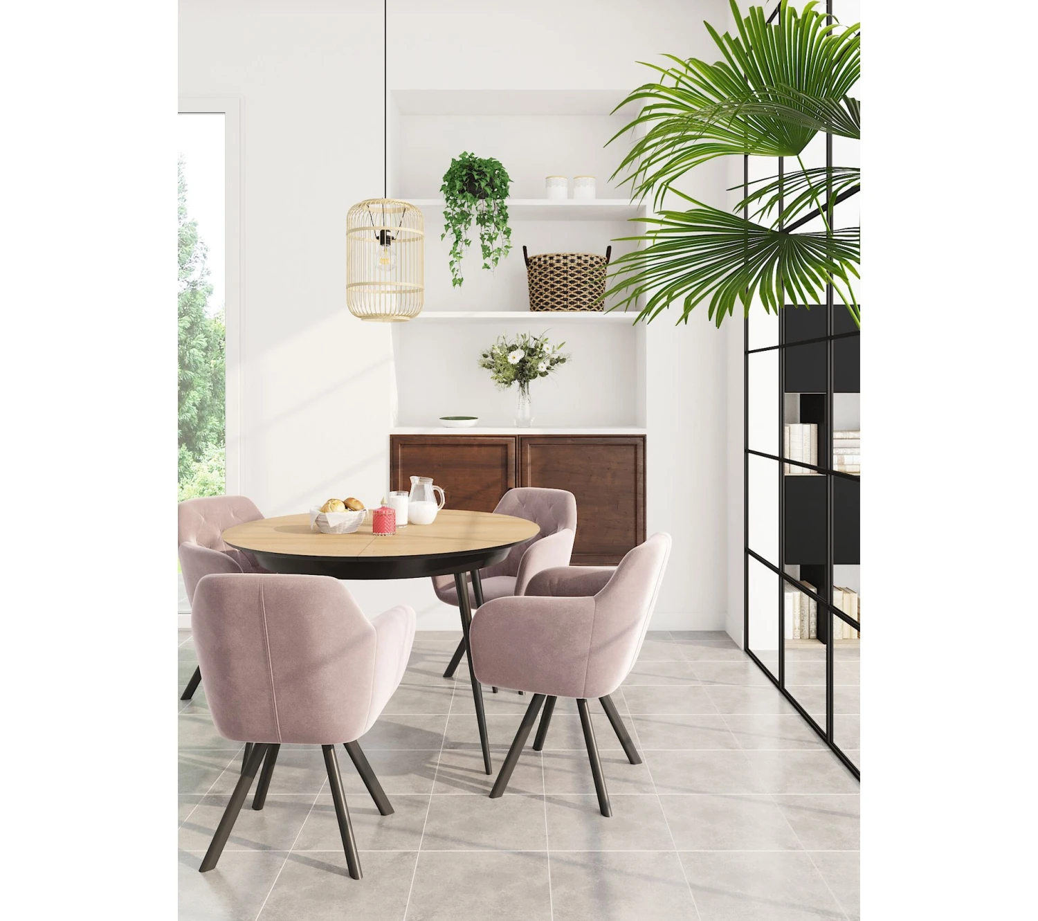 Sortie 🎁 TIME Table ronde D.118/148 CELINE imitation chêne/ noir ⭐