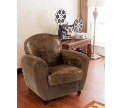 Budget 🥰 TIME Fauteuil Vintage CLUB tissu microfibre marron 💯