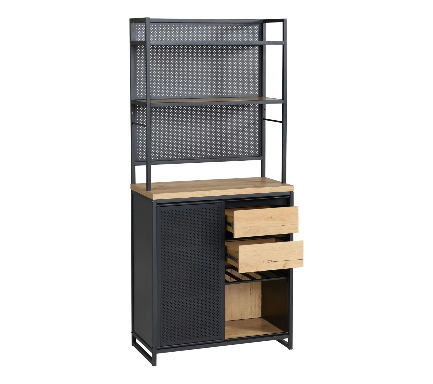 Grosses soldes ⌛ TIME Buffet haut 180 cm BOSTON noir chêne đź”” – Image 4