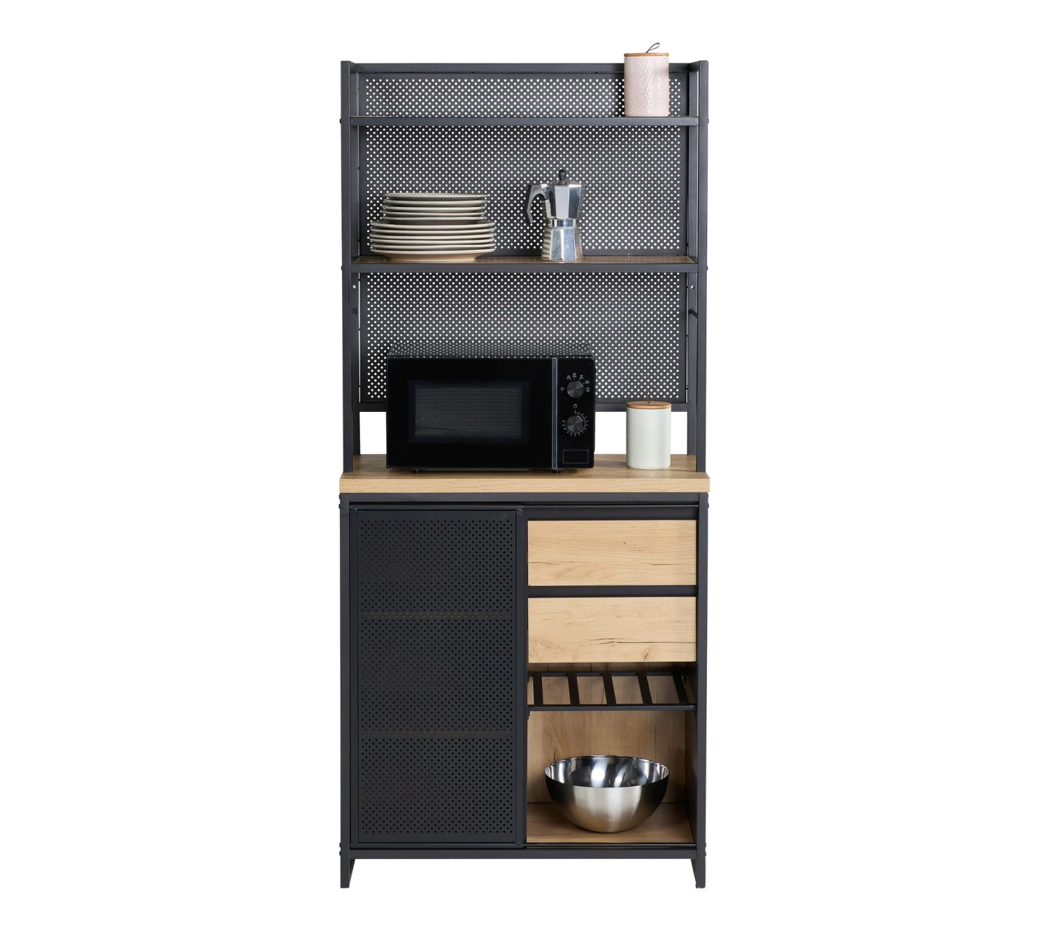 Grosses soldes ⌛ TIME Buffet haut 180 cm BOSTON noir chêne đź”” – Image 7