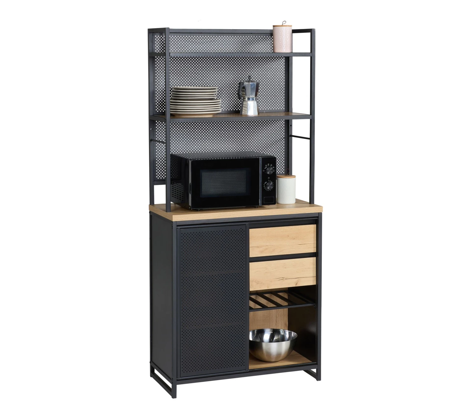 Grosses soldes ⌛ TIME Buffet haut 180 cm BOSTON noir chêne đź”” – Image 8