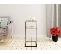 Tout neuf ✔️ Bout de canapé TIME imitation chêne VINCENTE 🛒