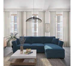 Nouveau 🛒 TIME Canapé convertible méridienne réversible CASABLANCA tissu Malmo bleu 81 😀