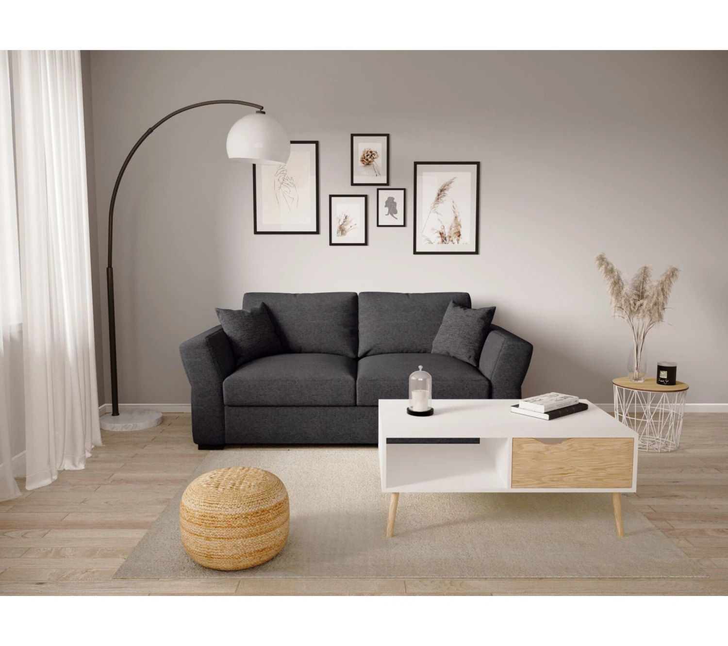 Top 10 ❤️ TIME Canapé 3 places CASABLANCA tissu Apolo anthracite 2 🎁