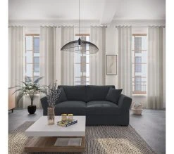 Coupon ⭐ TIME Canapé 3 places CASABLANCA tissu Malmo noir 96 ⌛