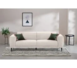 Meilleur prix 👍 TIME Canapé 3 places OSLO tissu bella galet(silver) 💯